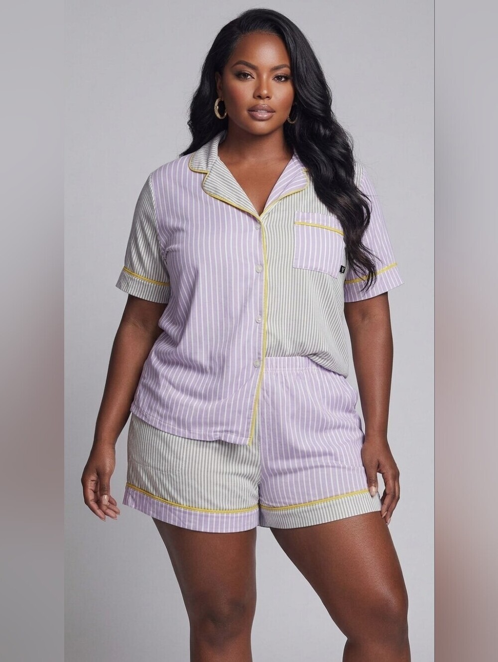 Simply Vera Vera Wang Colorblock Striped Pajama Set Shorts & Top Size L EUC